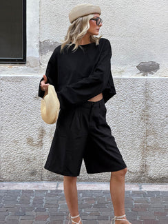 Settle Down Long Sleeve Top Black