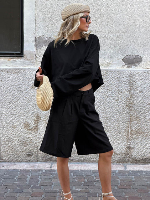 Settle Down Long Sleeve Top Black
