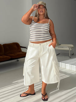 Hudsen Longline Cargo Shorts Cream Curve