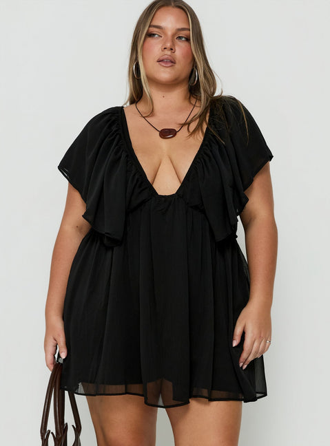 Sun Spirit Plunge Flowy Playsuit Black Curve
