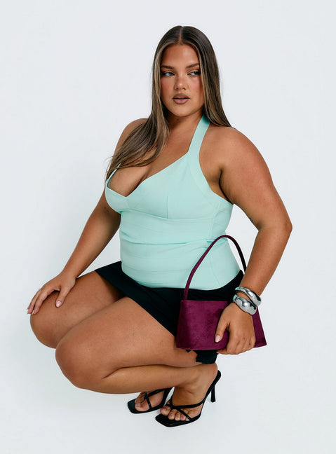 Sefina Bandage Halter Neck Top Aqua Curve