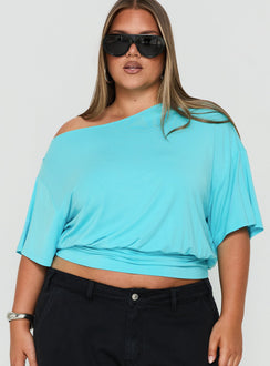 Ashlinn Off Shoulder Drapey Top Turquoise Curve
