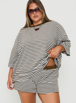 Selvina Terry Towelling Shorts Multi Stripe Curve