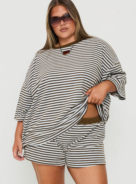 Selvina Terry Towelling Shorts Multi Stripe Curve
