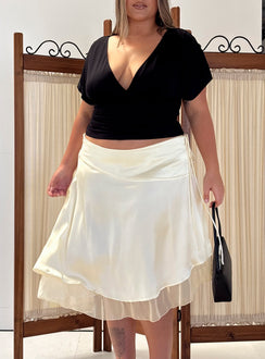 Rosemead Satin Midi Skirt Cream Curve