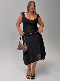 Quani Lace Midi Skirt Black Curve