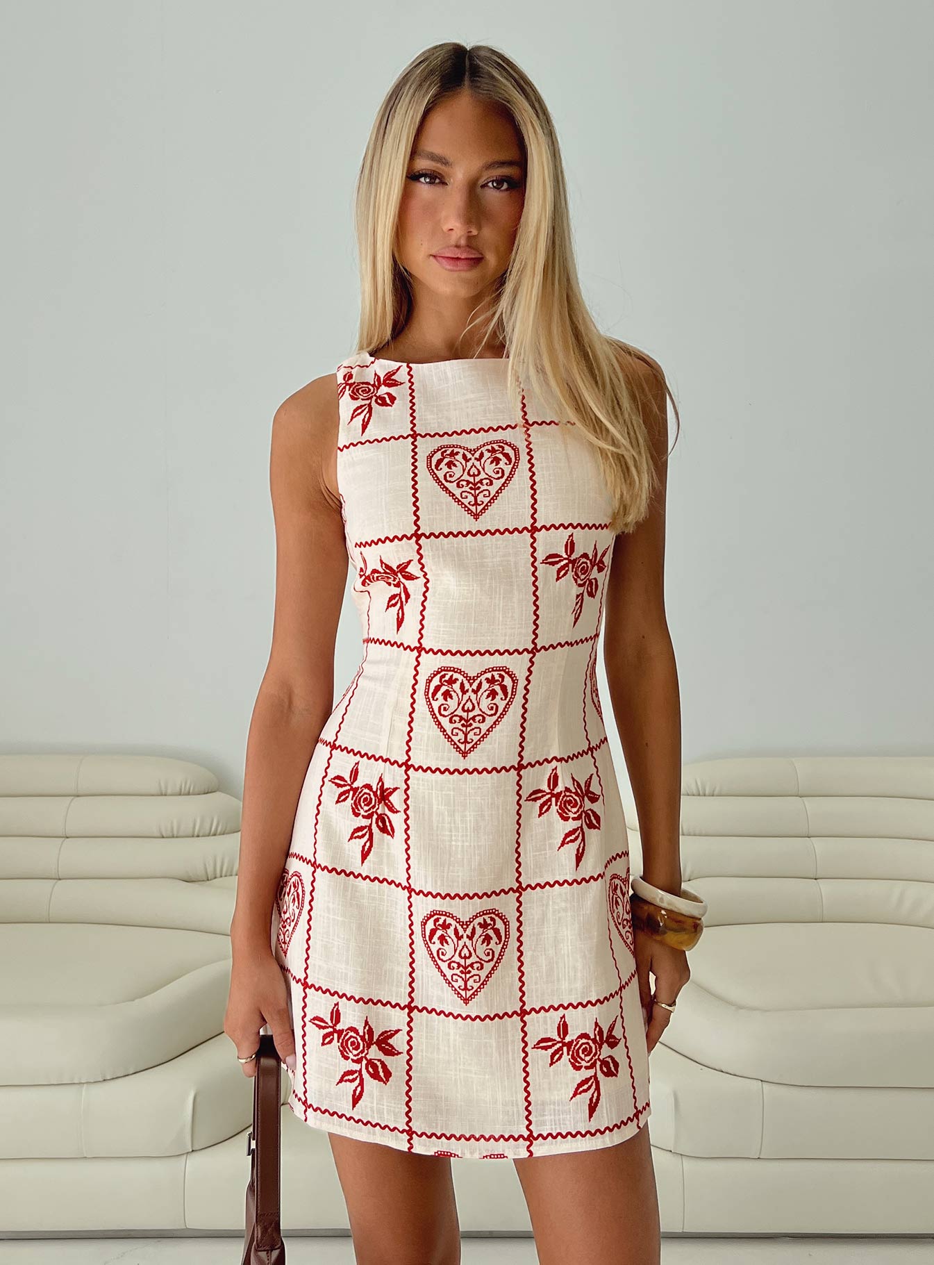 Alfalfa Shift Mini Dress Red Floral Check | Princess Polly Alfalfa Shift Mini Dress Red Floral Check | Princess Polly