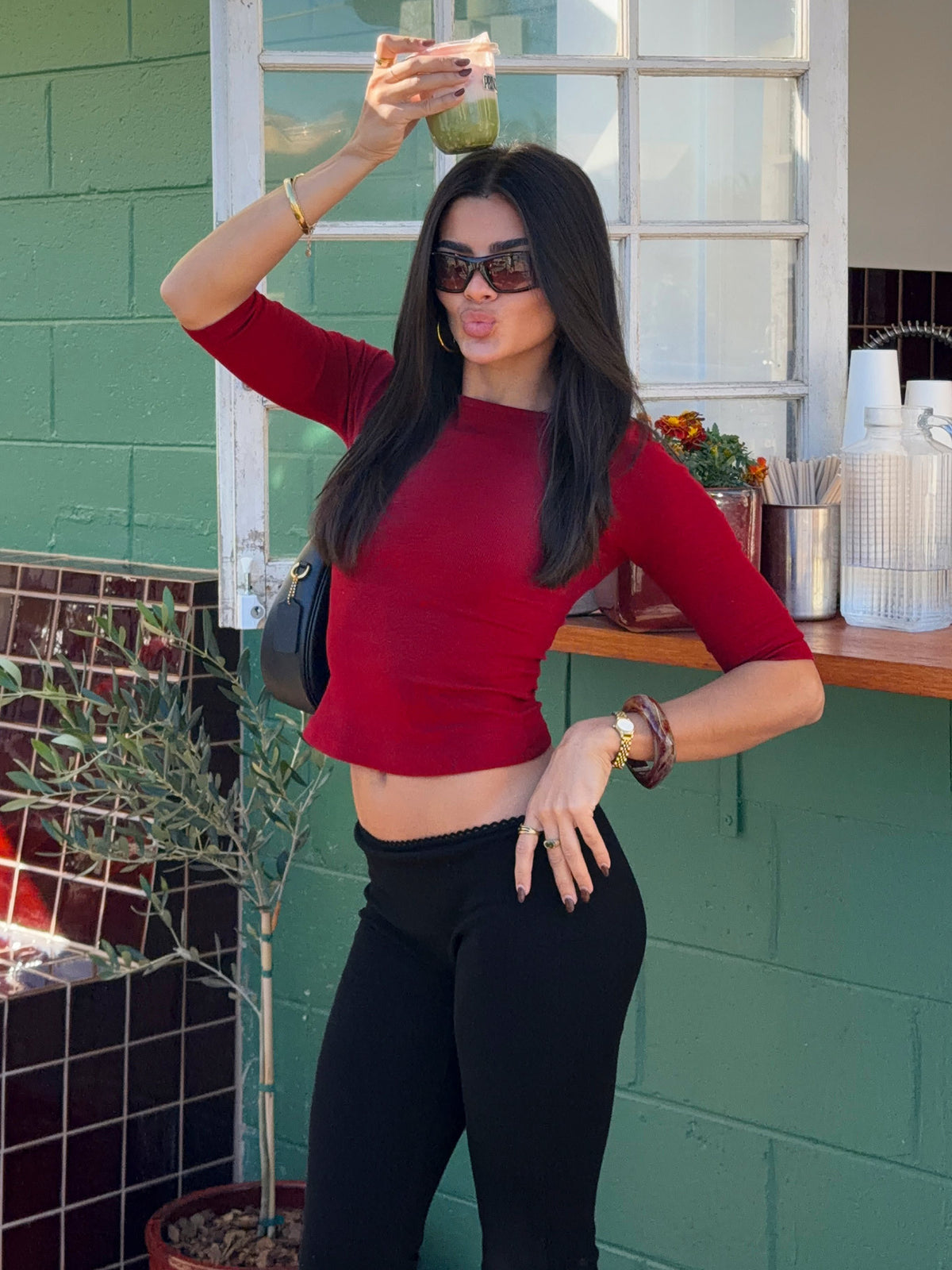 Elaia 3/4 Sleeve Top Red