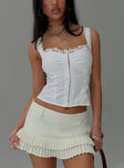 front view of model wearing Princess Polly Hatching Top White Sleeveless Sweetheart 