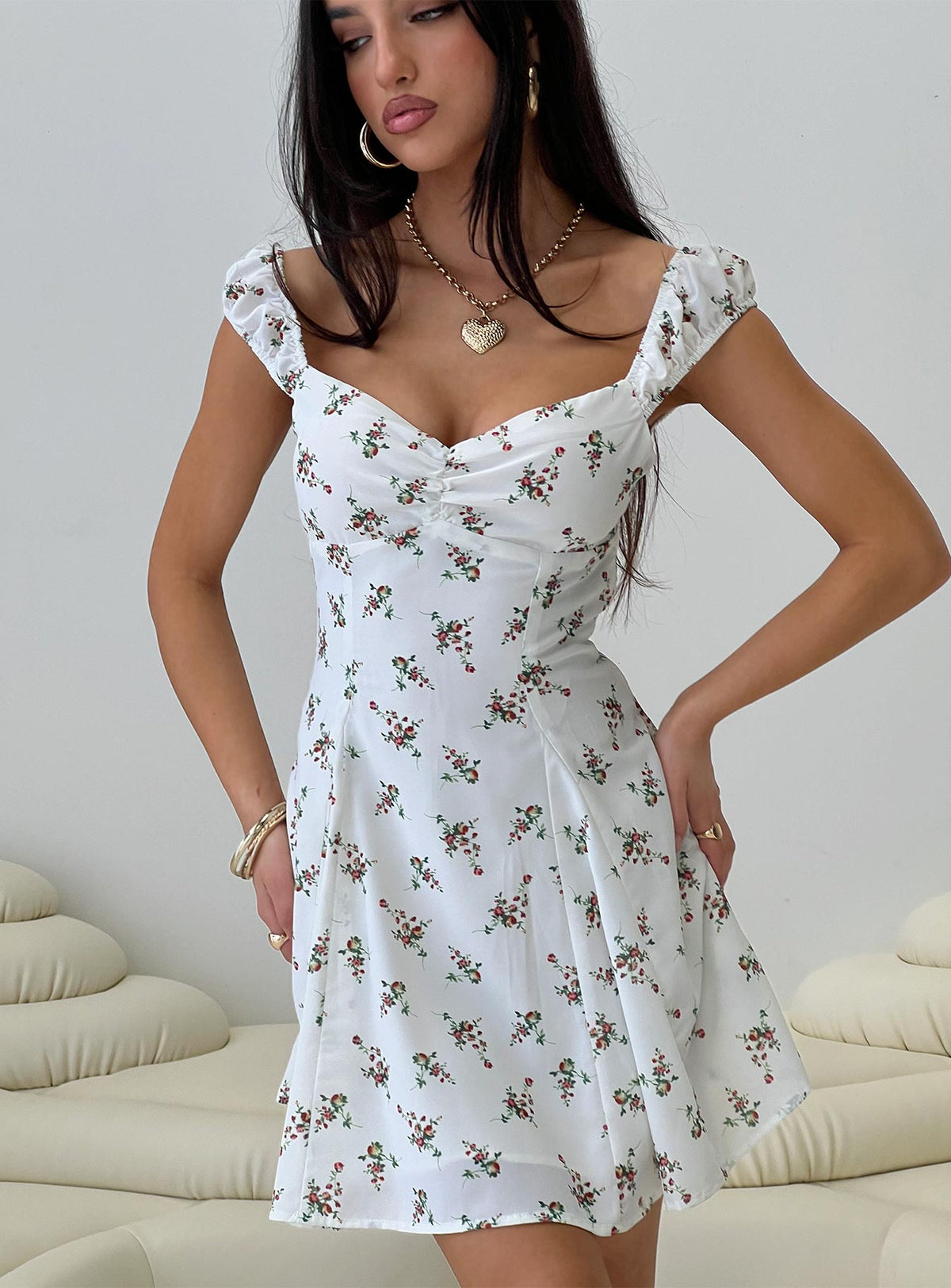 True Lives True Lives Mini Dress White Floral | Princess Polly