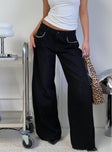 front view of model wearing Princess Polly Pearlisle Baggy Jeans Black Low Rise Jeans 