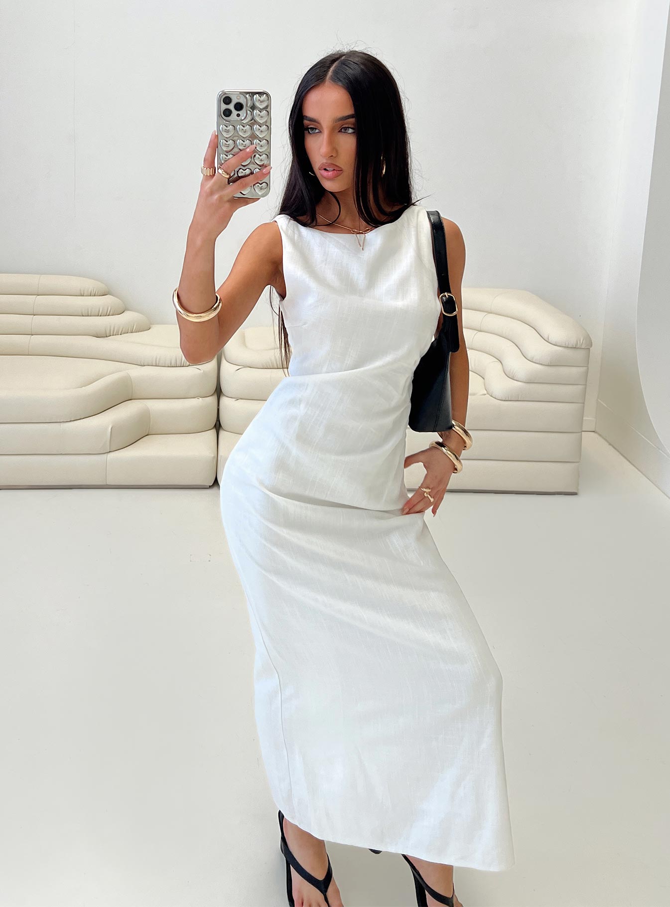 Mocca maxi dress white