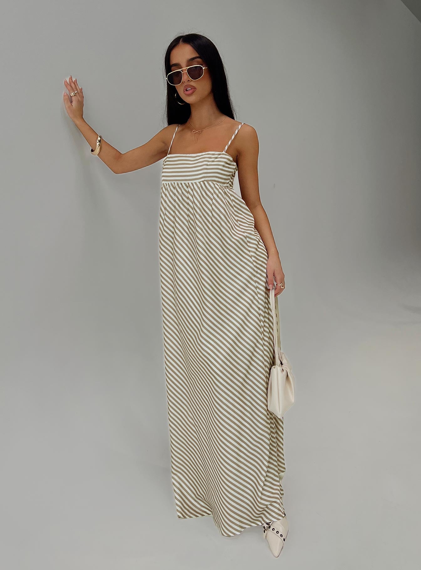 Pansotti maxi dress beige / white stripe