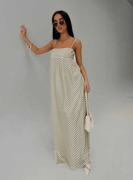 Pansotti Maxi Dress Beige / White Stripe