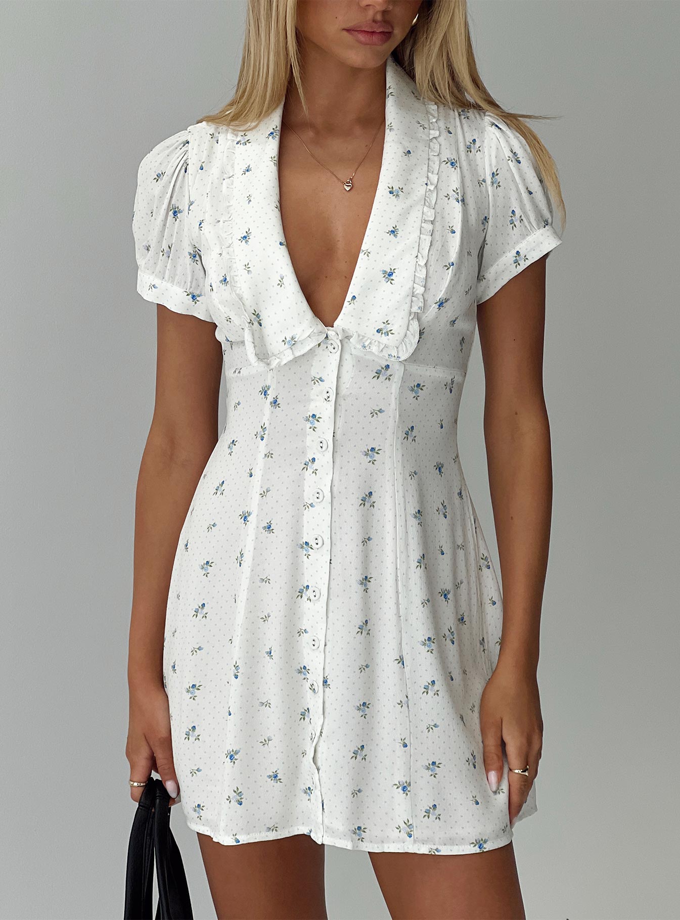 Fabiola Collared Mini Dress Floral | Princess Polly Fabiola Collared Mini Dress Floral | Princess Polly