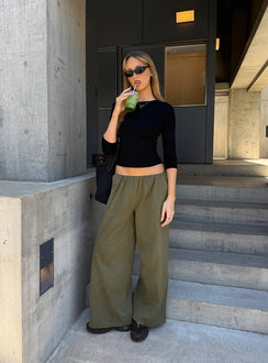 Lunea Concealed Waistband Pants Khaki Low Rise Pants Pants 