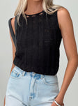 Black Knit tank top Slight stretch, unlined