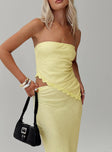 front view of model wearing Princess Polly Sunburst Strapless Top Yellow Sleeveless straight 