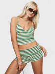 Miztaray Shorts Green / Cream Stripe