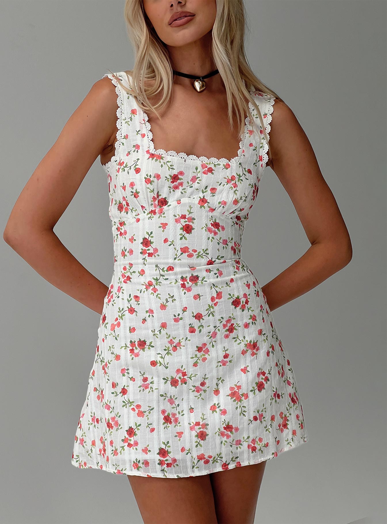 Dasha mini dress white floral tall