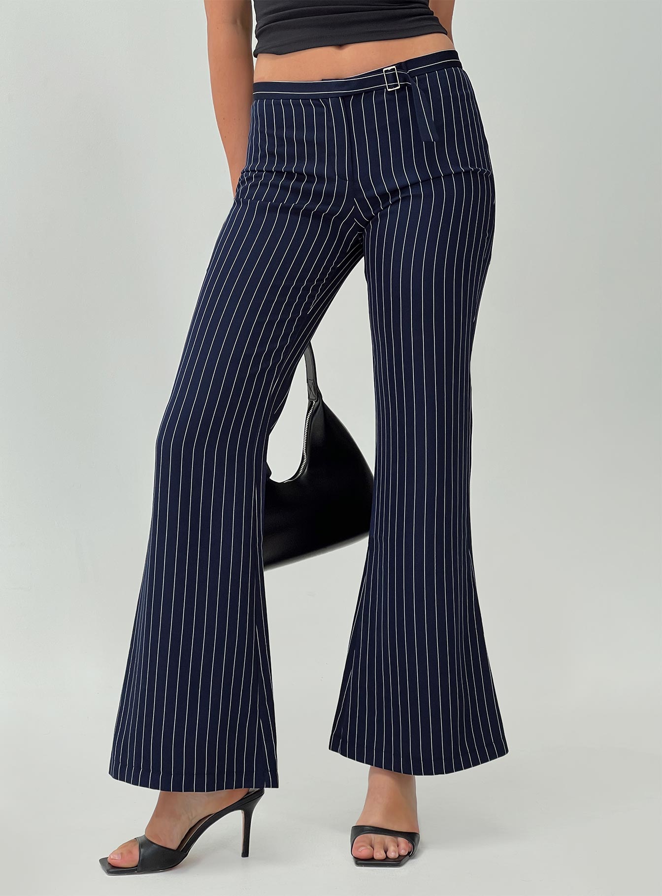No One Low Waist Pinstripe Pants Navy Princess Polly