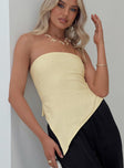 product Princess Polly Sleeveless straight  Birdie Asymmetric Linen Blend Top Lemon