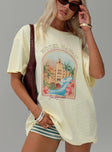 product Princess Polly Half Sleeves Crew Neck  Hotel Hawaii Oversized Tee Yellow