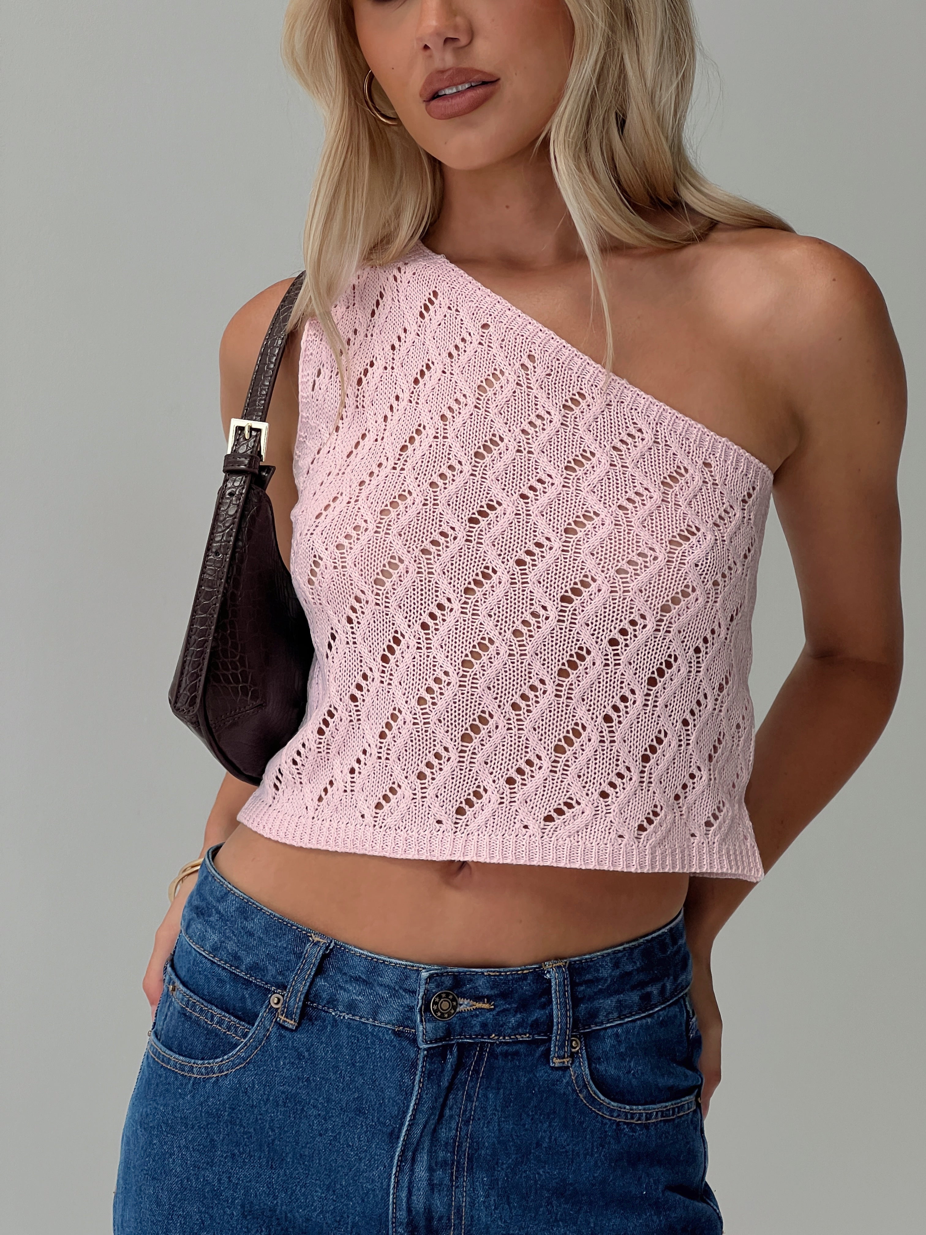 Anthinie one shoulder top pink