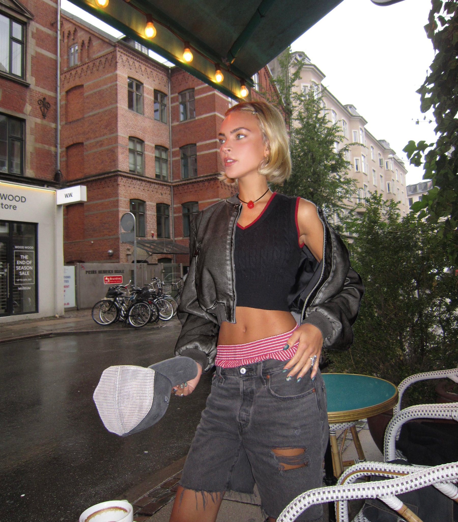 Faux leather bomber jacket High neckline, zip fastening, twin hip pockets, elasticated waistband and cuff Non-stretch material, fully lined 