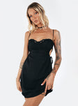 Cut out mini dress, sweetheart neckline, lace trim Adjustable shoulder straps, wired cups, invisible zip fastening at back, adjustable ruched cut out at side Non-stretch material, fully lined 