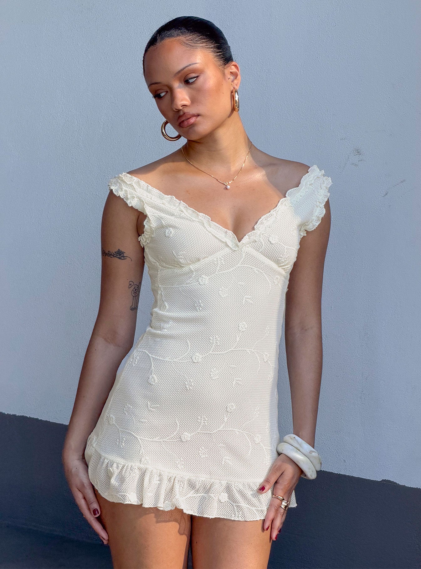 Feeling Alive Tie Back Mini Dress White | Princess Polly