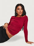 product Princess Polly Full Sleeves Asymmetric Neckline  Spiller Off The Shoulder Top Burgundy