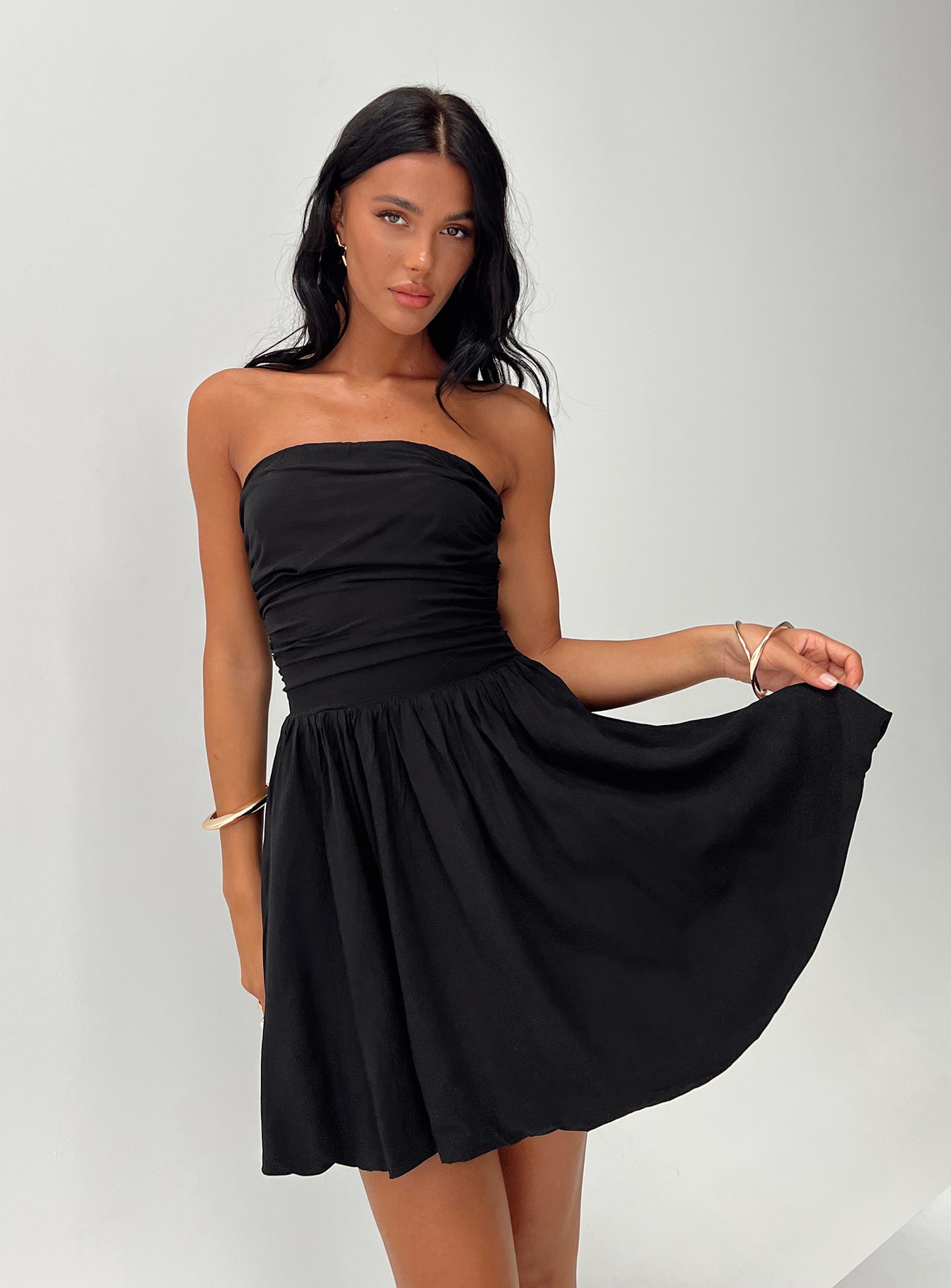 Rashida strapless mini dress black