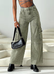 product Princess Polly High Waisted  Making History Cargo Jeans Olive