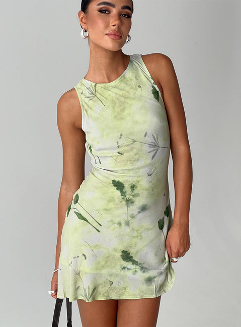 Vivre Mini Dress | Green Floral | Womens | Princess Polly Lower Impact Vivre Mini Dress | Green Floral | Womens | Princess Polly Lower Impact