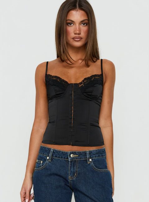 Florance Lace Corset Top Black