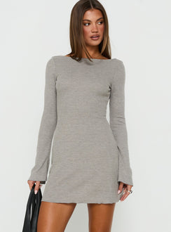 Winslett Low Back Long Sleeve Mini Dress Grey Marle