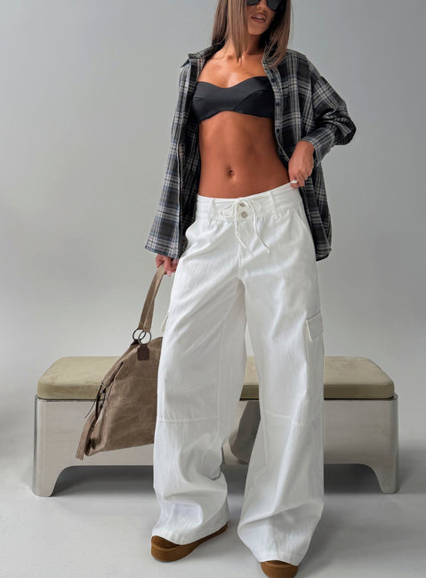 Laurella Cargo Tie Waist Pants White