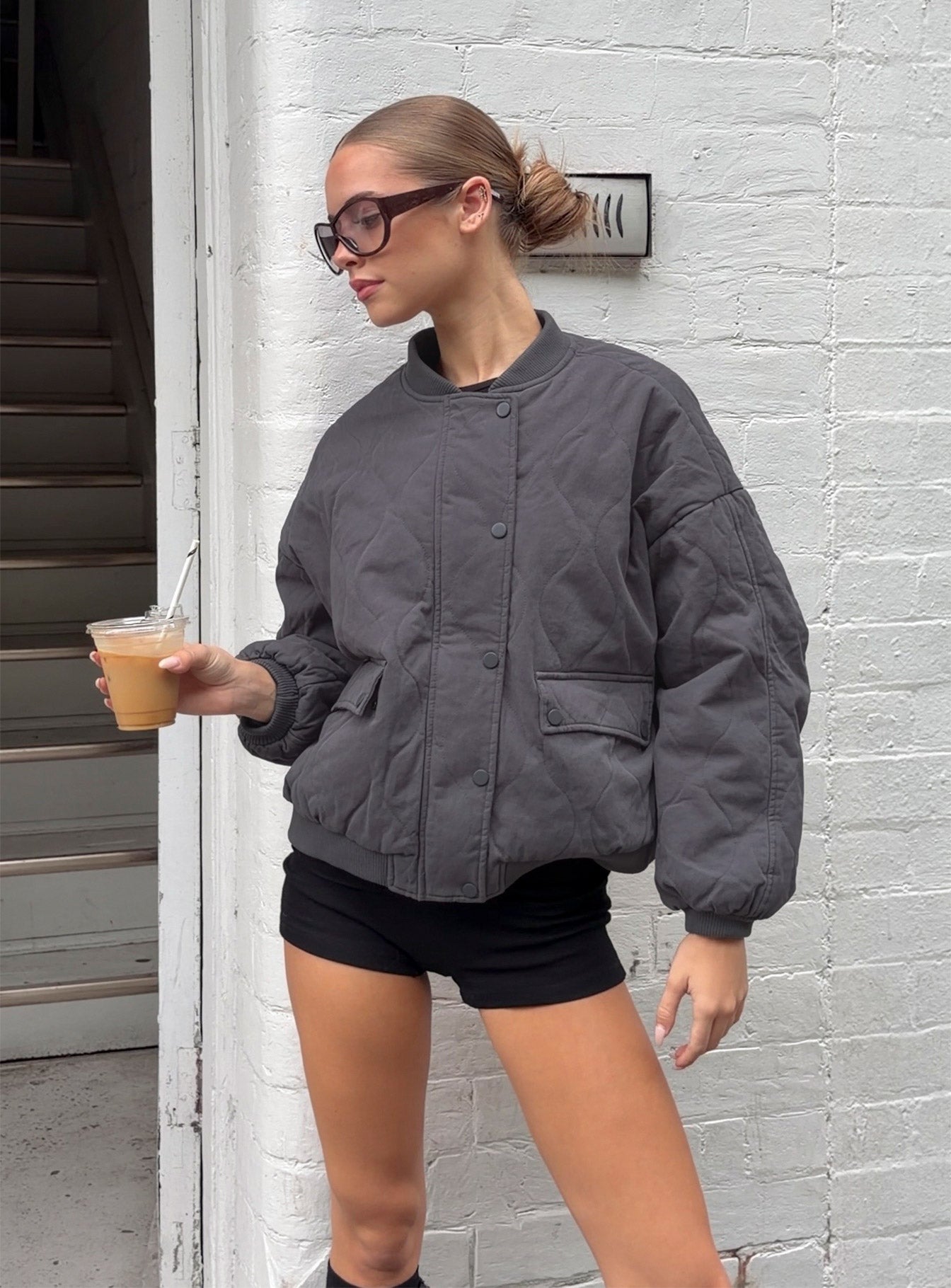 Stick Season Quilted Jacket Grey | Princess Polly