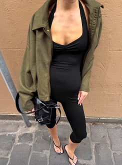 Enlightened Faux Suede Bomber Jacket Khaki