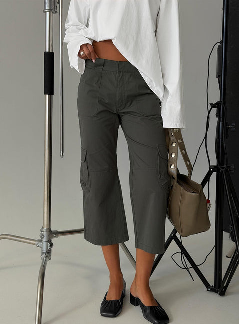 Indee Cropped Cargo Pants Charcoal