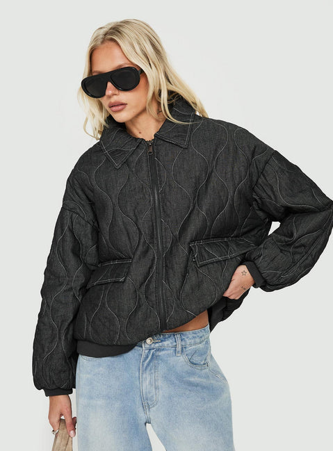 Taggie Quilted Jacket Washed Black