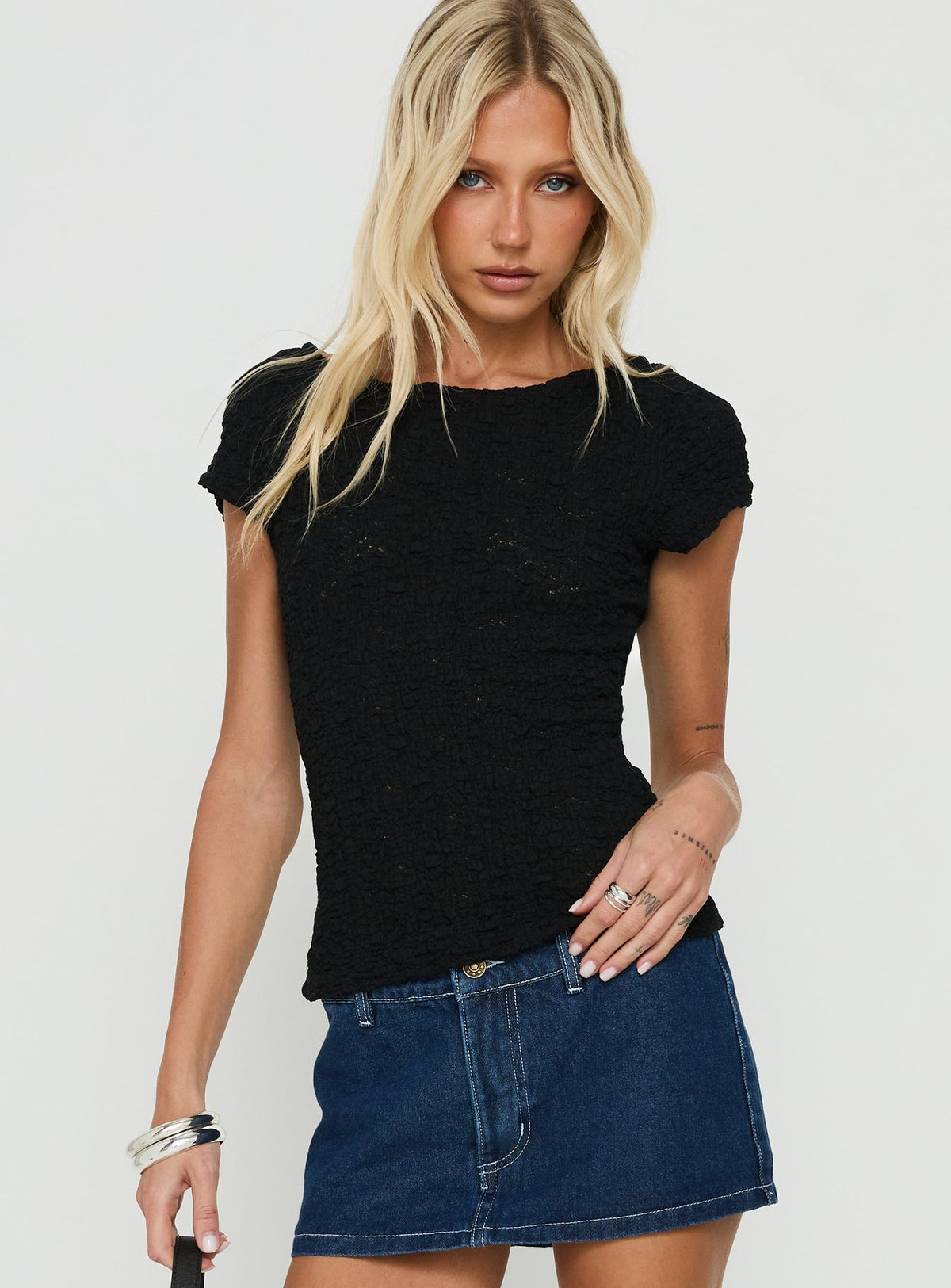 Rowann Textured Top Butter Black