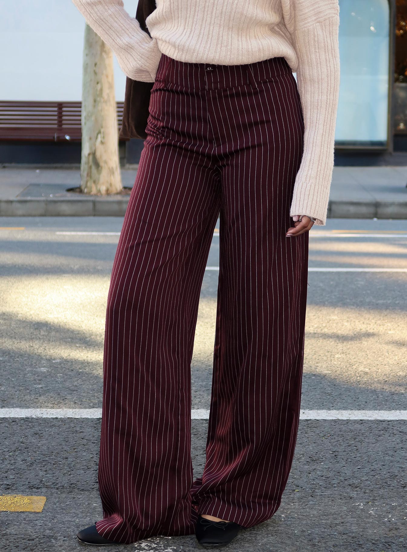red striped dress pants Cape Weekend High Waist Stripe Wide Leg Pants