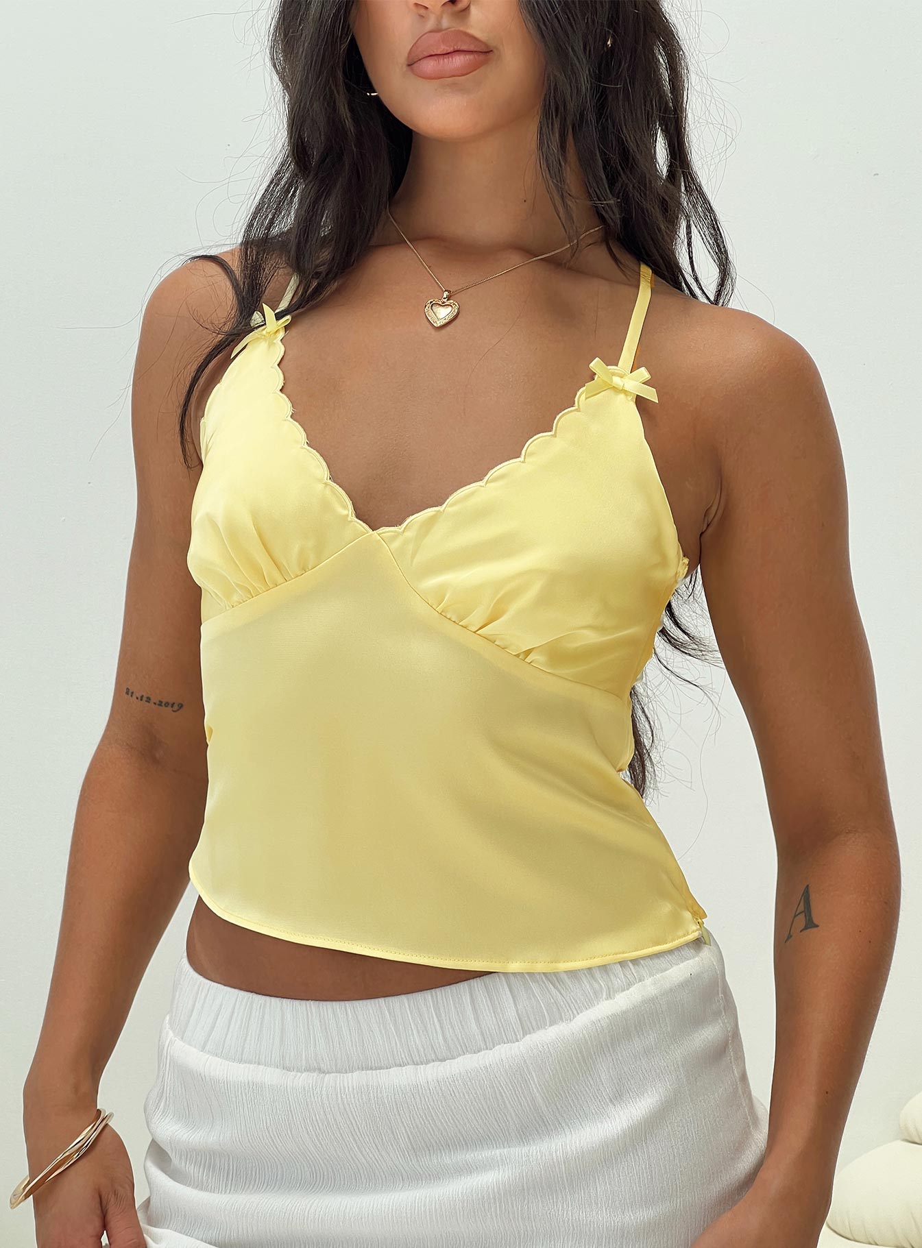 Satina top yellow