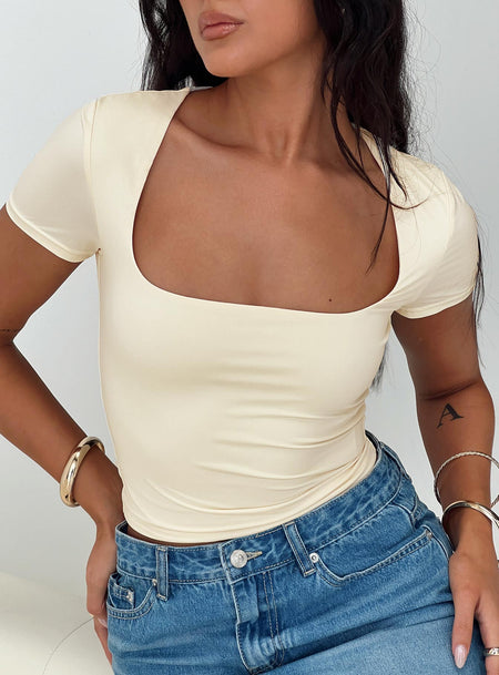 Back In Time Short Sleeve Top Cream