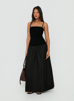 Erroll Drop Waist Knit Maxi Dress Black