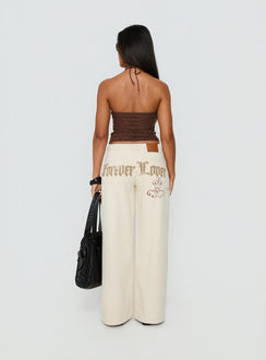Than Forever Love Graphic Denim Jeans Cream