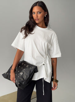 Agnessa Ruched Detail Oversized Tee White