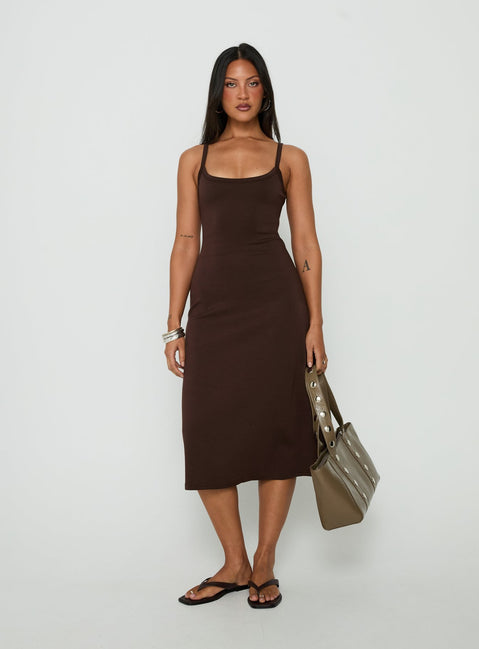 Esmiana Slinky Midi Dress Chocolate